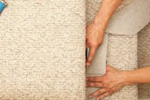 Cutting carpet on stairs