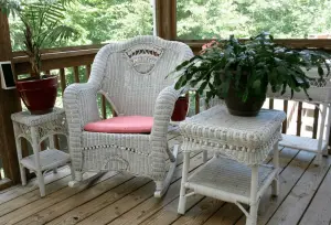A deck with a chair
