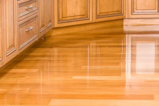 shiny surface of the wooden floor